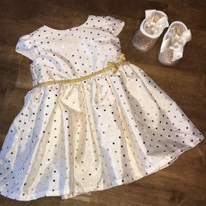 💗Carter’s Baby Girl Dress w/Gold Shoes -Precious!